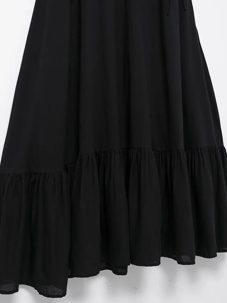 Summer New Woman Dress Spaghetti Strap Sleeveless Backless Lace-Up Zipper Pleats Sweet Beach Style Female Long Dresses