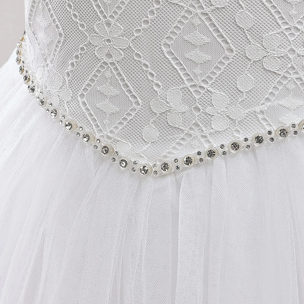 Summer Baptism Wedding Party Girl Flower Dresses Bow Bridesmaids Princess Prom Evening Dress For Girls First Communion Prom Gown