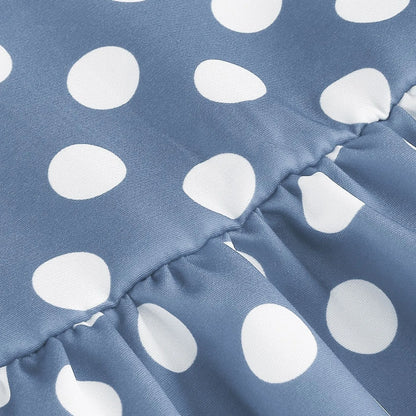 New Fashion Kids Dress For Girls Polka Dot Short-sleeved Children Dress With Baby Collar Daily Girls Casual Costume