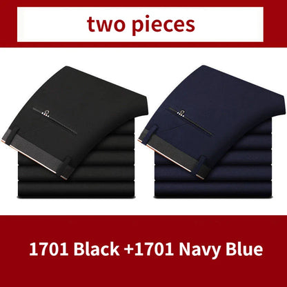 Classic Black Men's Office Dress Pants for Business Formal Fashionable Slim Fit Men's Suit Pants Casual Trousers Plus Size 28-40