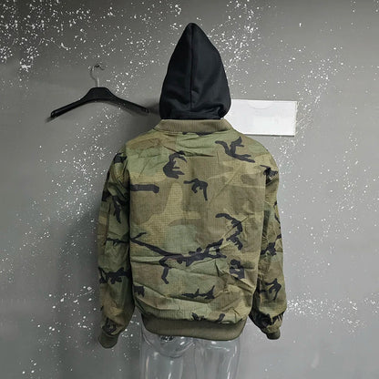Camouflage Men's Hooded Jacket 2025 Spring Autumn New High Street Long Sleeve Korean Style Fashion Casual Male Tops 21E2824