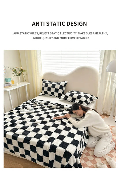 1 Piece Pink White Flannel Panda Fleece Soft And Comfortable Blanket Nap Blanket Suitable For Sofa Bed Sofa Office Suitable