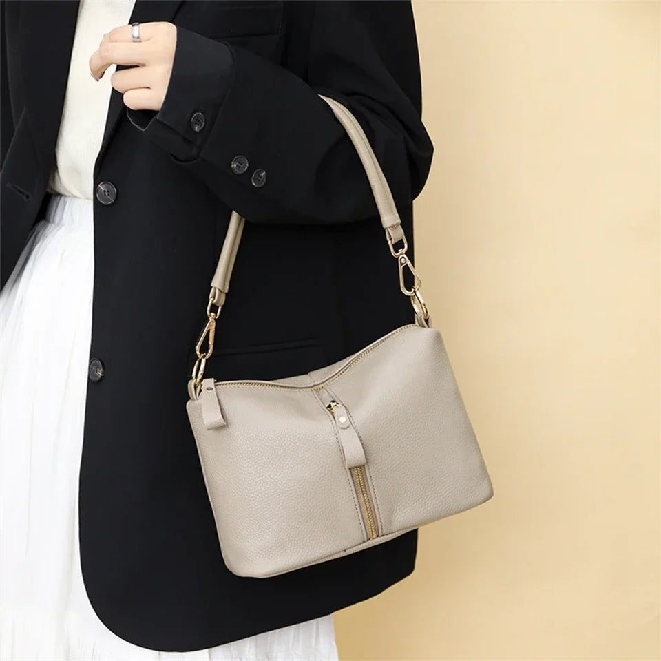 High Quality Genuine Leather Women Tote Bag Luxury Soft Cowhide Ladies Shoulder Crossbody Bags 2024 Fashion Female Messenger Sac