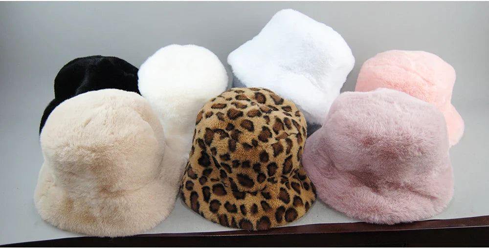 Hot Fashion Fake Rabbit Fur Hats Super Soft Women Winter Hat Cotton Lining Warm Russian Fashion Ski Beanies Plush Solid Color