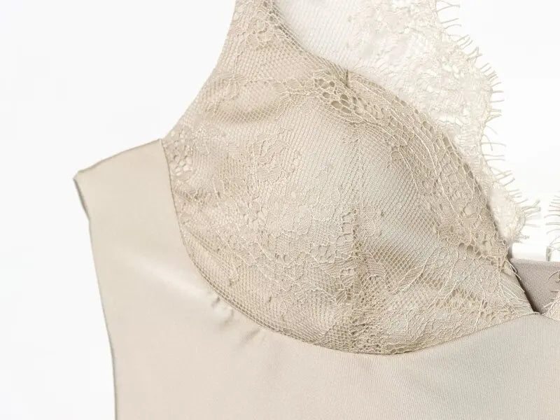 Women's Satin Lace Camisole - Sexy V-Neck Sleeveless Top for Summer, Perfect for Party & Beach Outfits, Comfortable Silky Feel