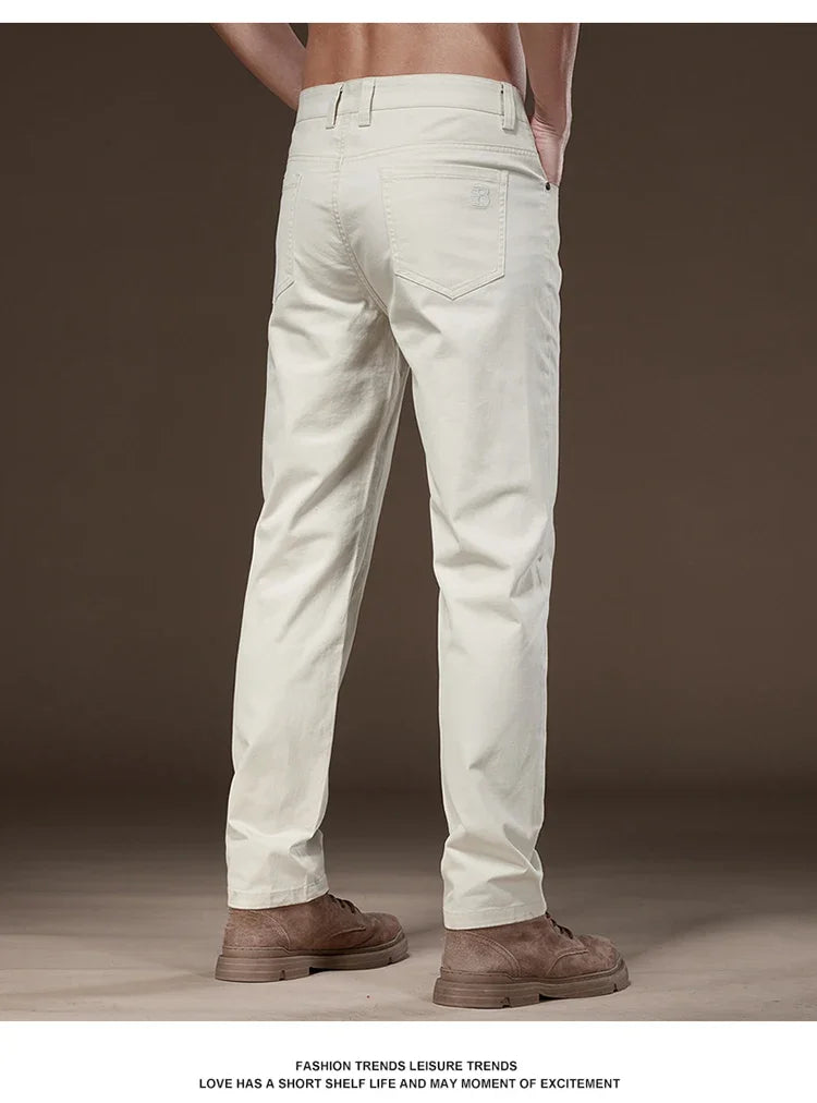 2024 New Autumn Men's Business Casual Trousers Work Pants Male Formal Dress Pants Straight Men's Clothes Black Gray Apricot