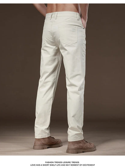 2024 New Autumn Men's Business Casual Trousers Work Pants Male Formal Dress Pants Straight Men's Clothes Black Gray Apricot
