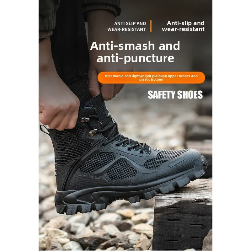 High Top Safety Shoes with Steel Toe Caps Anti-Smashing & Anti-Piercing Wear-Resistant Anti-Slip Labor Protection Footwear