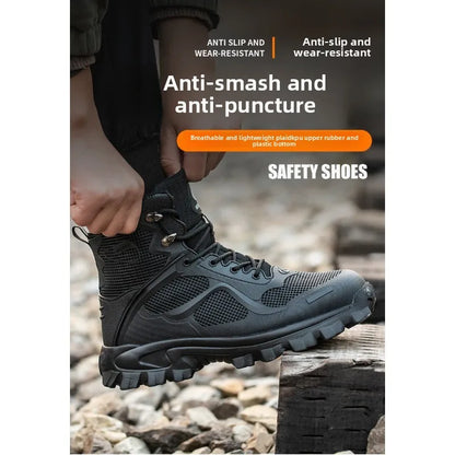 High Top Safety Shoes with Steel Toe Caps Anti-Smashing & Anti-Piercing Wear-Resistant Anti-Slip Labor Protection Footwear