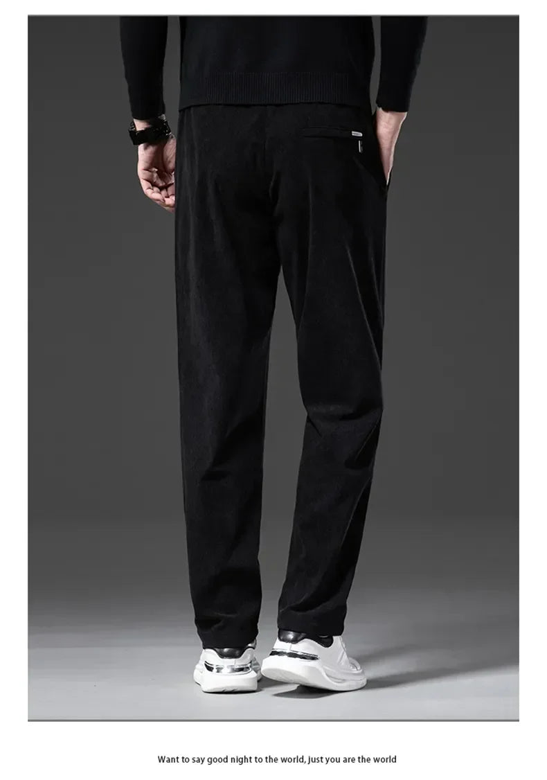 Men's Corduroy Straight Casual Pants Spring Autumn Business Leisure Fashion Trousers Regular Fit Male Pants Brand Clothes