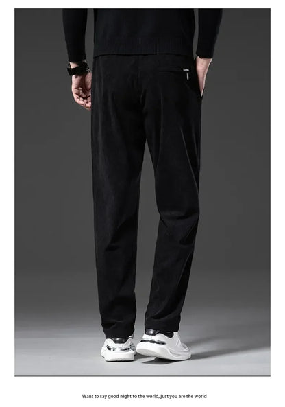 Men's Corduroy Straight Casual Pants Spring Autumn Business Leisure Fashion Trousers Regular Fit Male Pants Brand Clothes
