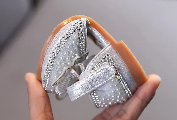 2025 Summer Girls Flat Princess Sandals Fashion Sequins Bow Rhinestone Baby Shoes Kids Shoes For Party Wedding Party Sandals