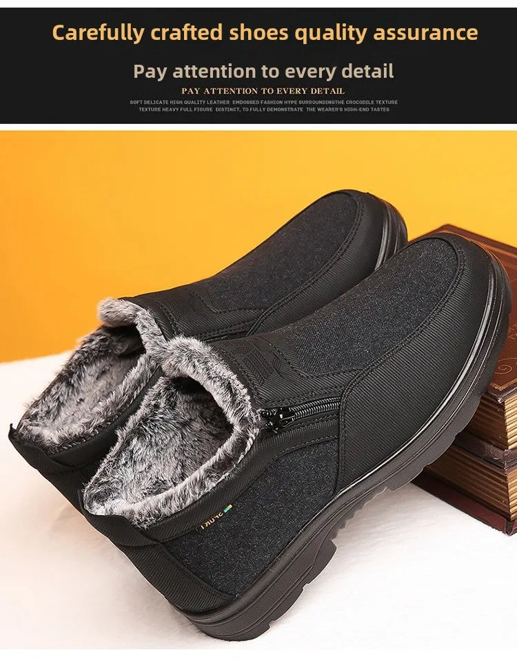 Winter high top men's cotton shoes with thick fleece, warm, waterproof, anti slip, oversized, unisex boots 38-48 boots for men