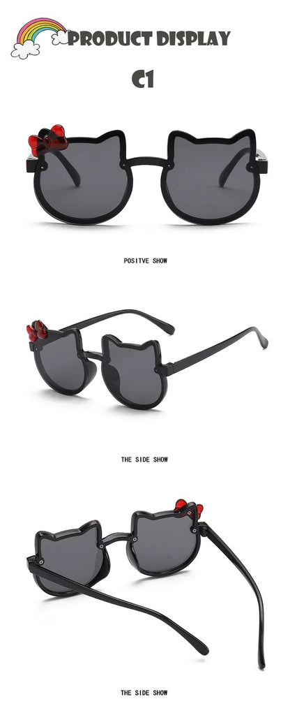 Kids Sunglasses Girls Boys Shiny Bowknot Sun Glasses Lovely Cat Children Eyewear Fashion Gradient Eyeglasses UV400