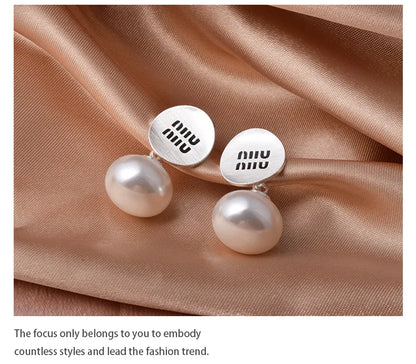 Luxury Brand 18K Gold Plated French Pearl Pendant Earrings, Trendy Women's Jewelry Accessories，Wedding Banquet Anniversary Gift