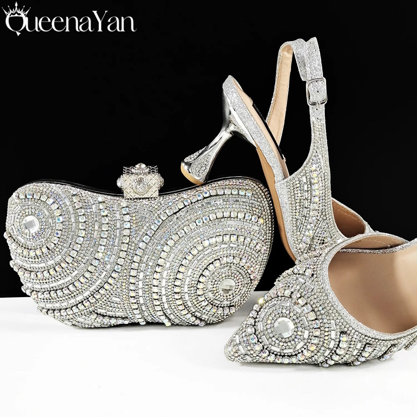Newest INS Style Elegant High Heels Pointed-Toe Nigeria Popular Design African Ladies Shoes And Bag Set