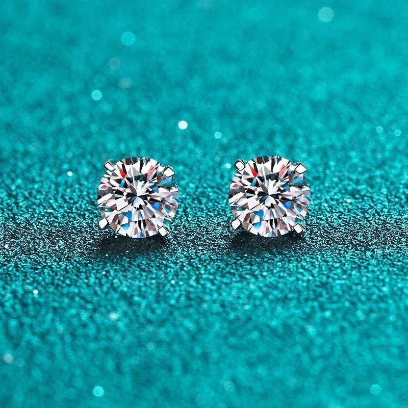 Real 2 Carat D Color Moissanite Stud Earrings For Women 100% 925 Sterling Silver Sparkling Diamond Wedding Jewelry Gift