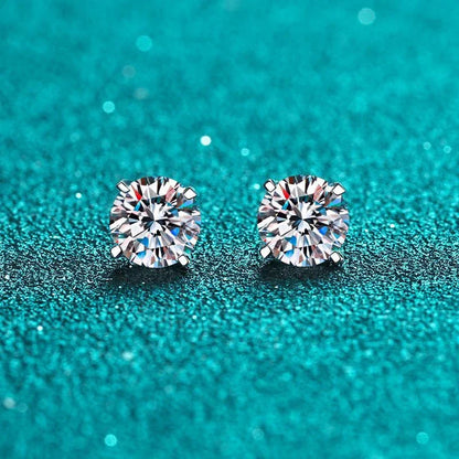 Real 2 Carat D Color Moissanite Stud Earrings For Women 100% 925 Sterling Silver Sparkling Diamond Wedding Jewelry Gift