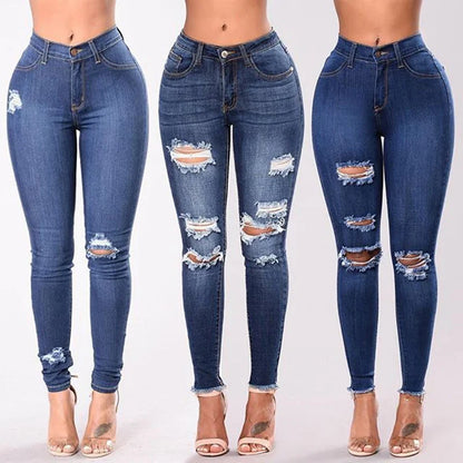 Women Stretch Skinny Ripped Jeans