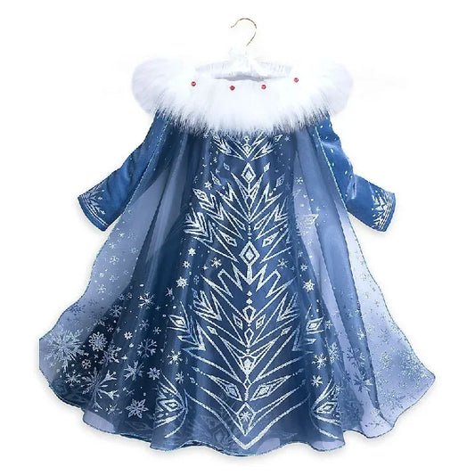 Girls Cosplay Frozen Elsa Princess Dress Children Dress Up Winter Snow Queen Costume Kid Carnival Birthday Party Apparel