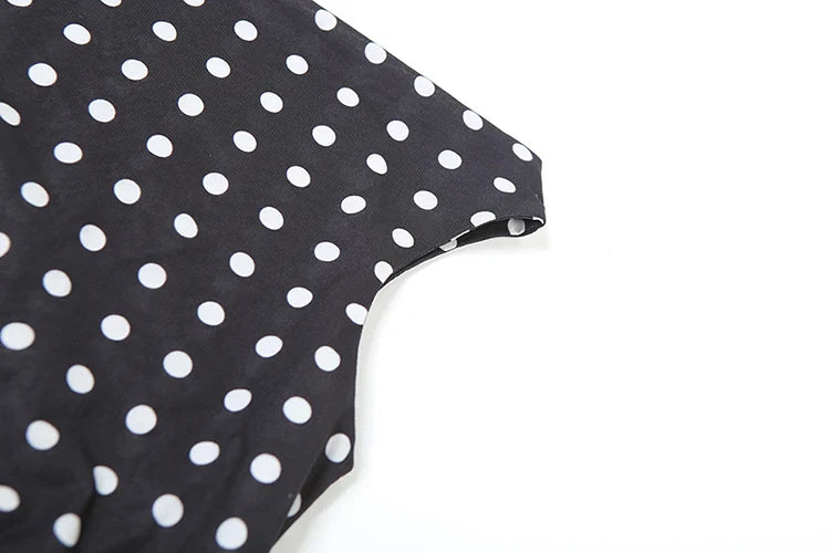 Puss Polka Dots Print T-Shirts Women Summer Trend Skew Collar Off Shoulder Backless Street Fashion Trend Ruched Crop Tops