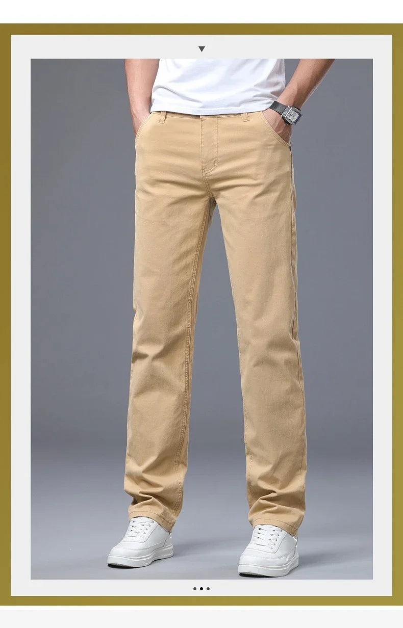 Men's Straight Leg Jeans Slim Fit Stretch Comfort Denim Pants Korean Casual Fashion Minimalist Business Male Daily Trousers