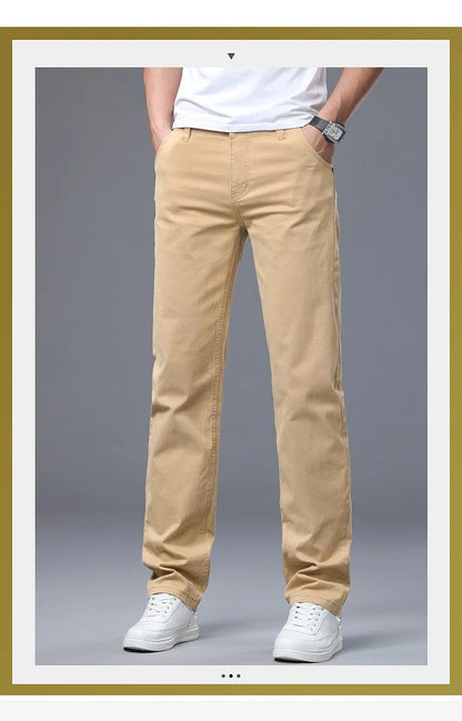 Men's Straight Leg Jeans Slim Fit Stretch Comfort Denim Pants Korean Casual Fashion Minimalist Business Male Daily Trousers