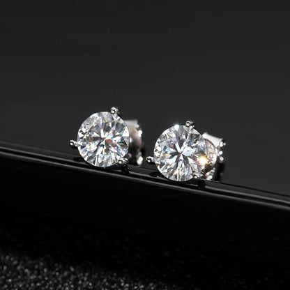 D VVS1 Round Moissanite Earring 3 Prongs Setting Classic Trendy Women Man Fine Jewelry GRA Certified 925 Sliver Earring