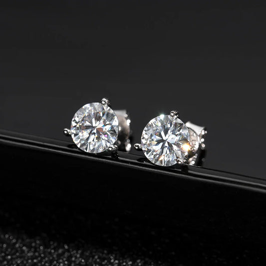 D VVS1 Round Moissanite Earring 3 Prongs Setting Classic Trendy Women Man Fine Jewelry GRA Certified 925 Sliver Earring