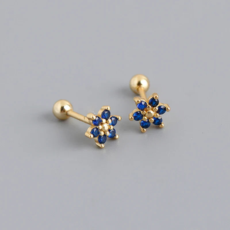 925 Sterling Silver Fashion Korean Petal Screw Bead Stud Earrings for Women Charm Ear Bone Piercing Jewelry Accessories