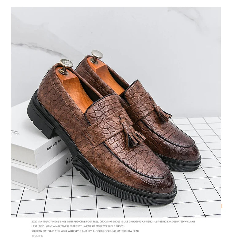 Formal Shoes For Men Fashion Casual Leather Loafers Male Slip On Business Leather Shoes Men's Dress Shoes Party Office Loafers