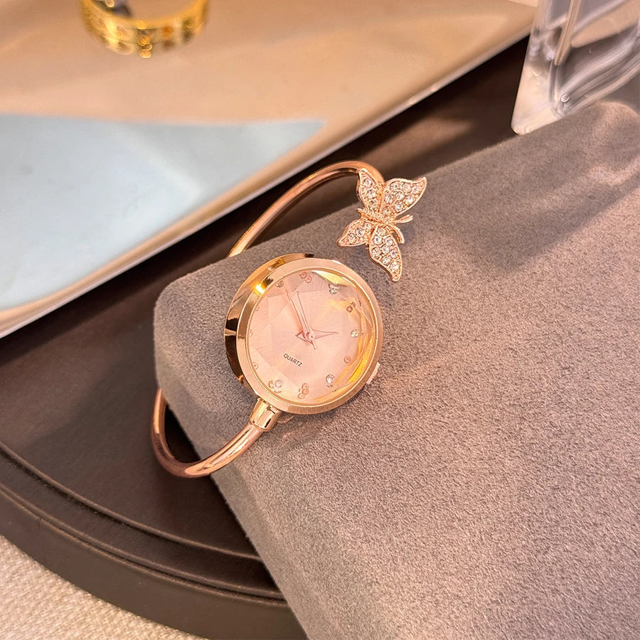 Romantic Butterfly Open Bracelet Luxury Fashion Ladies Quartz Watch Elegant Simple Wristwatch New Model Bestseller