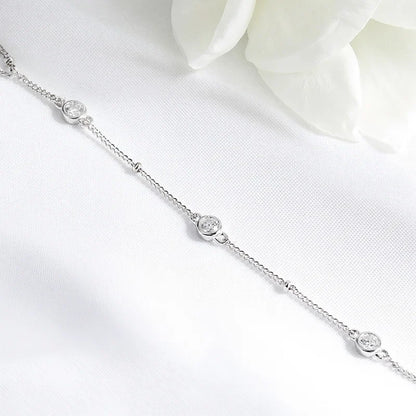 3MM Moissanite Bracelets for Women 14-21cm Wrist Size Adjustable Chain 925 Sterling Silver Plated 18K Wholesale Jewelry