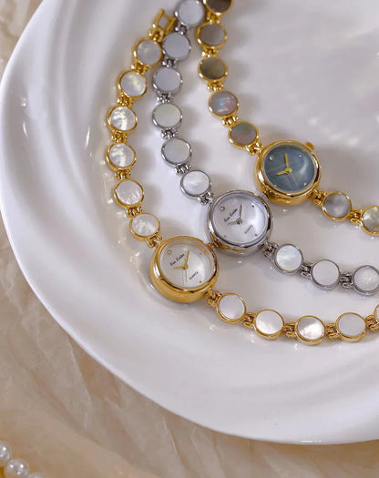 Luxury Ladies Watches Gold Small Dial Natural Shell Bracelet Clock Gifts For Women Lady Fashion Dress Quartz Wristwatch