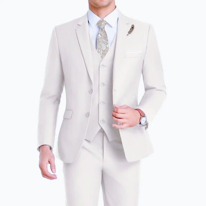 High-Quality Slim Fit Wedding Men's Suit Luxury Elegant Business Fashion Men Clothing 3 Piece Notch Lapel Blazer Vest Pants Set