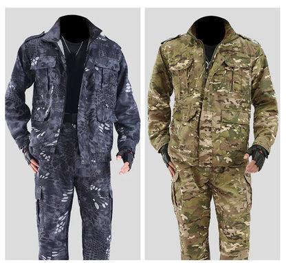 Outdoor Uniform Men's Soft Tracksuit Suit Black Python Pattern Wear-resistant Overalls Labor Insurance Cloth