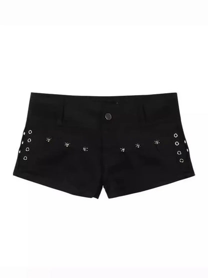 Y2K Denim Shorts Women Skinny Popular Streetwear Daily Personality Students Holiday Fashion Sexy Retro Leisure Gothic Rivet Jean