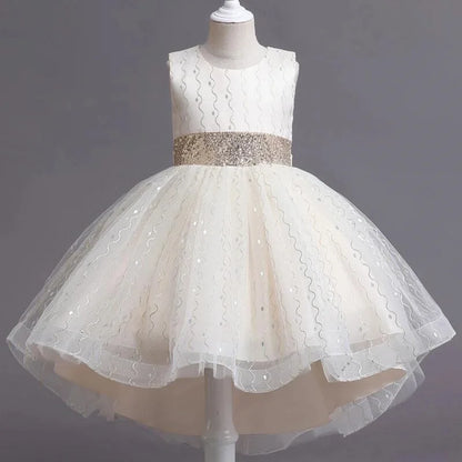 Summer Children's Wedding Celebration Party Evening Dress Sleeveless Sequins Formal Ball Birthday Party Girl Princess Dress