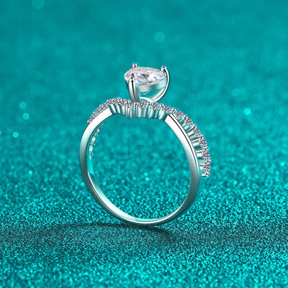 Stackable V Shape Moissanite Wedding Rings for Women Daily Wear Diamond Alternative Heart Cut Band 925 Sterling Silver