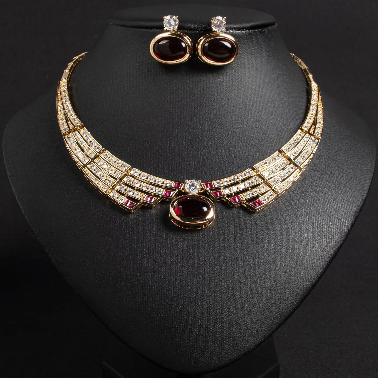 Conjunto de Joias 2 Peças Requintado Luxo Colar Brincos Femininos Vestido Festa Casamento Noiva Centenas de Acessórios Deslumbrantes M-371