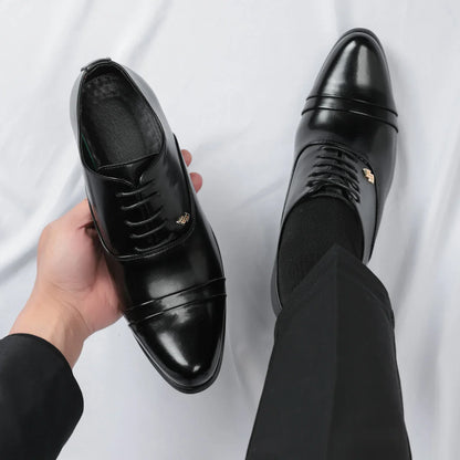 Trendy Men's Casual Black Brown Lace Up Oxford Cuban Shoes Gentleman Business Flats Dress Homecoming Footwear Zapatos Hombre