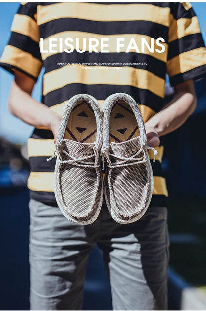 Summer Men's Canvas Shoes Denim Sneakers Men's Canvas Shoes Breathable Moccasins Vulcanized Shoes Men's Sneakers Shoes Plus Size