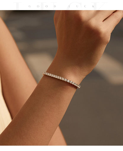 D VVS1 Moissanite Tennis Bracelet 925 Sterling Silver Single Row Classic with Box Bracelets for Women Man Fine Jewelry