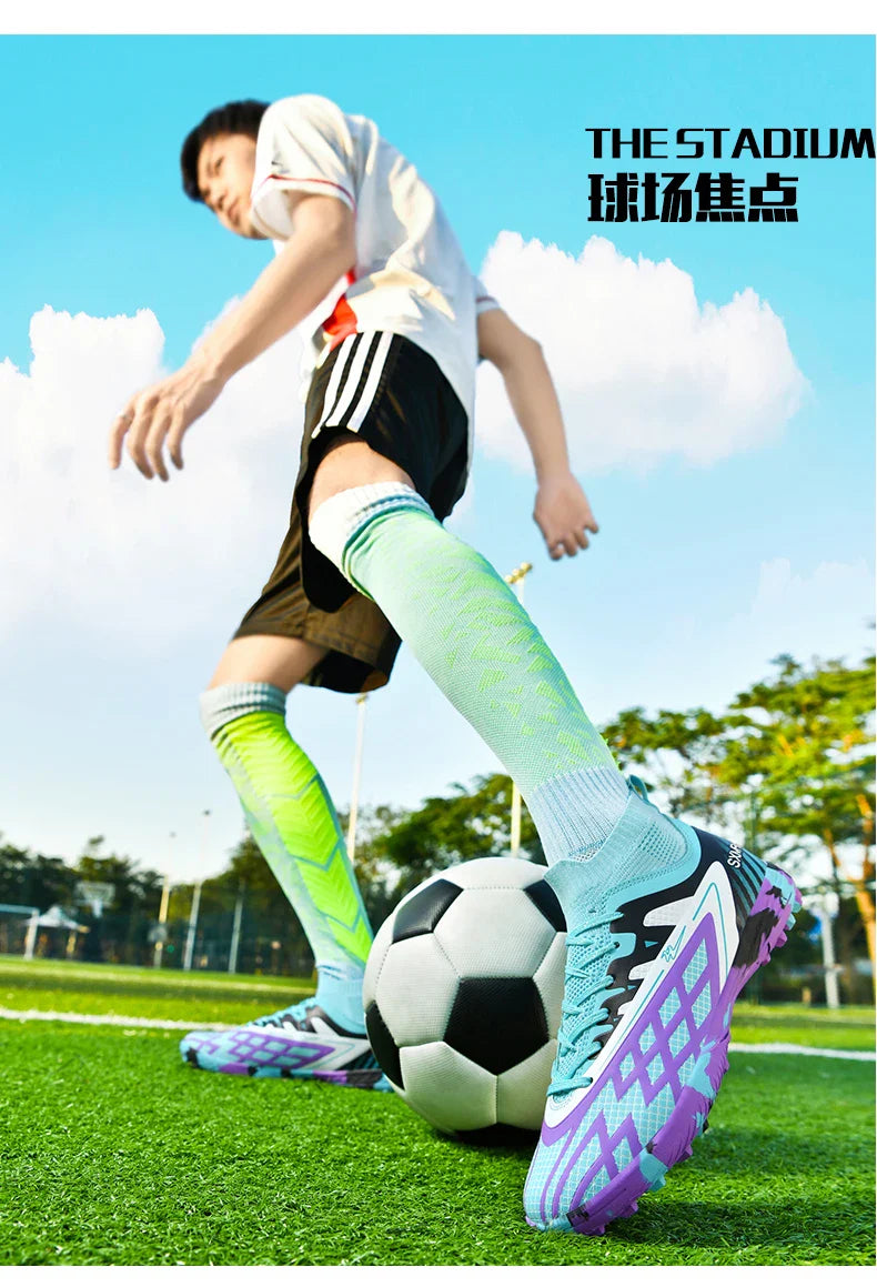 Double star youth football shoes, TF nail grip anti slip, unisex match training specific football shoes