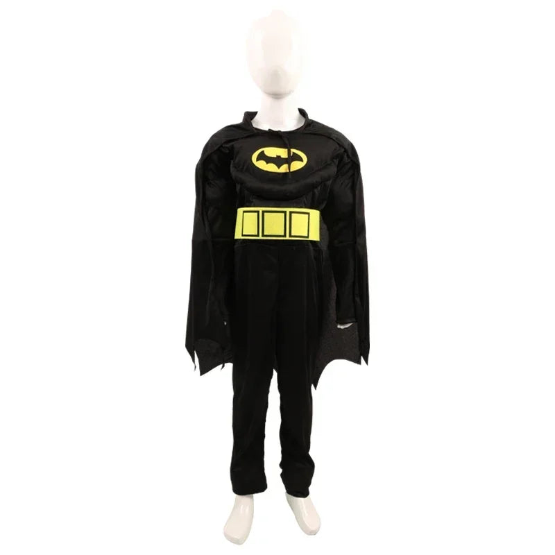Kids Boy Bat Cosplay Jumpsuit Hero Costume Suit with Cape Mask Men Superhero Wayne Cosplay High Quality Halloween Carnival Party