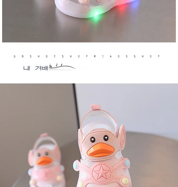 LED Light Baby Shoes 2023 Summer 0-3 Year Old Boys/girl Headband Anti Kick Sandals with Soft Soles Baby Toddler Soles Beach Shoe