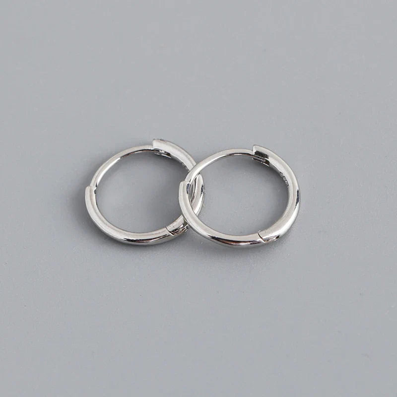 925 Sterling Silver Minimalist Glossy Circle Hoop Earrings for Women Fashion Simple Ear Bone Piercing Jewelry Accessories