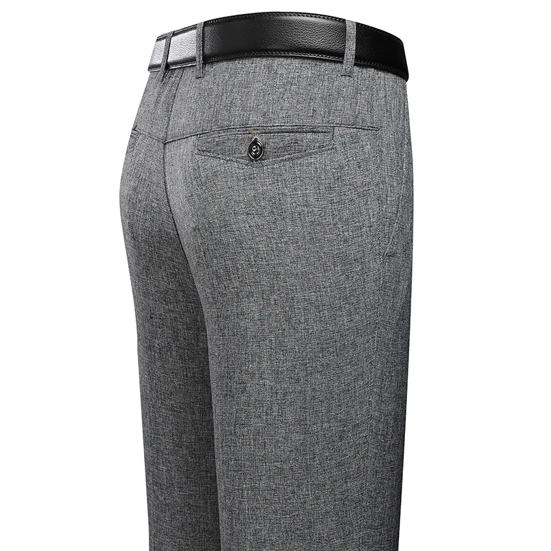New Spring Summer Men's Linen Pants Male Dress Pants Solid Color Artificial Linen Suit Pants