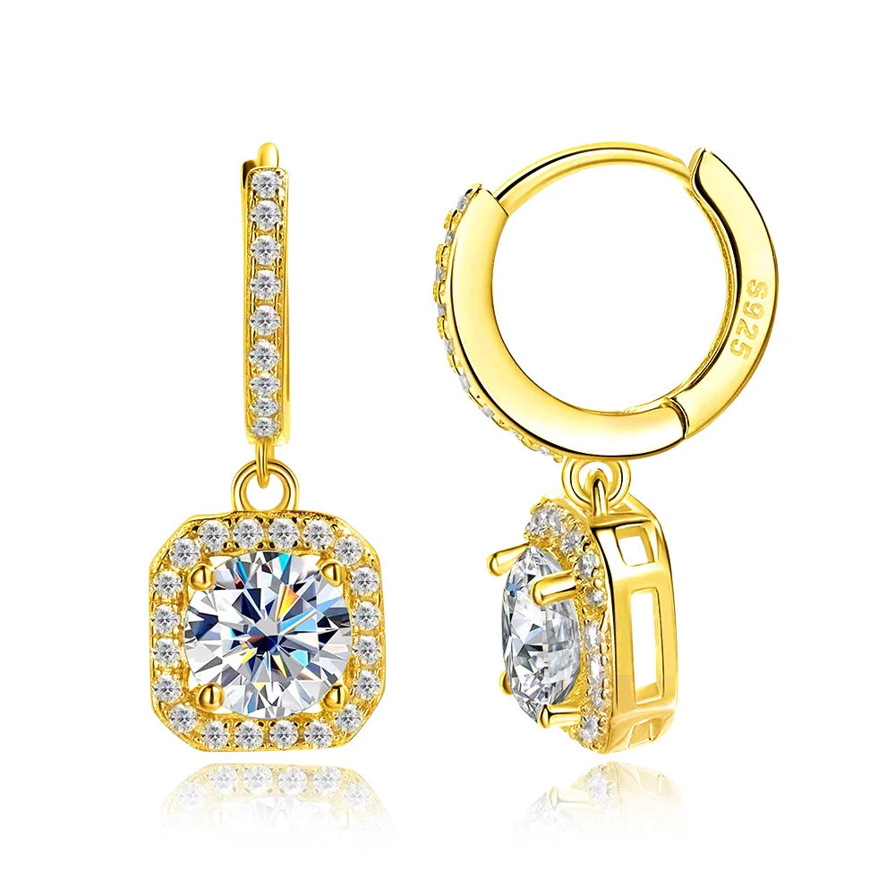 D Color Moissanite Earring 925 Sterling Sliver Plated with White Gold Earring for Women Wedding Engagement Fine Jewelry