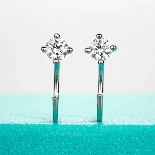 4mm D Color Moissanites Classic Hoop Earrings for Women 925 Sterling Silver Jewelry 18K Gold Plated Earring Wholesale